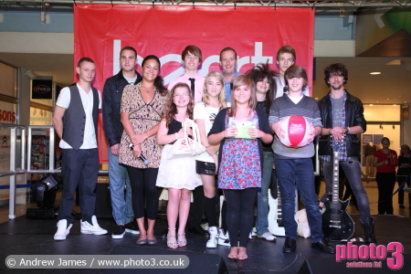 Lucy Warway and other finalists with James and Gemma