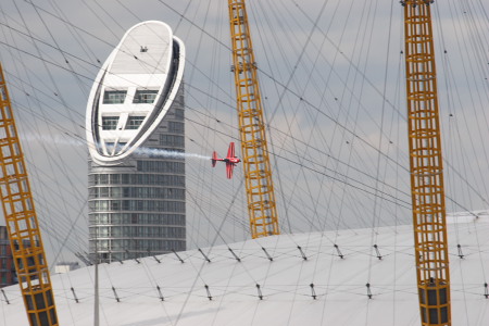 Red Bull air race photo over O2 Dome